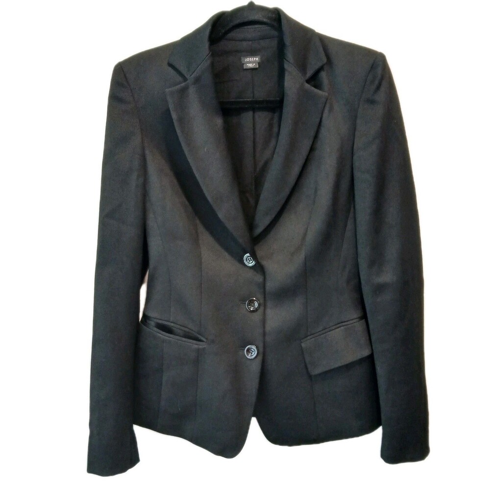 Joseph Black Wool Blazer Women's Size 40 FR (US 8) Tailored Career Jacket - Picture 2 of 16
